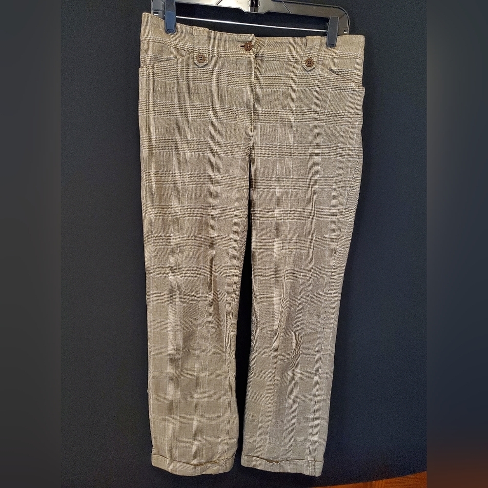 Jones New York Brown Plaid Cuffed Dress Pants